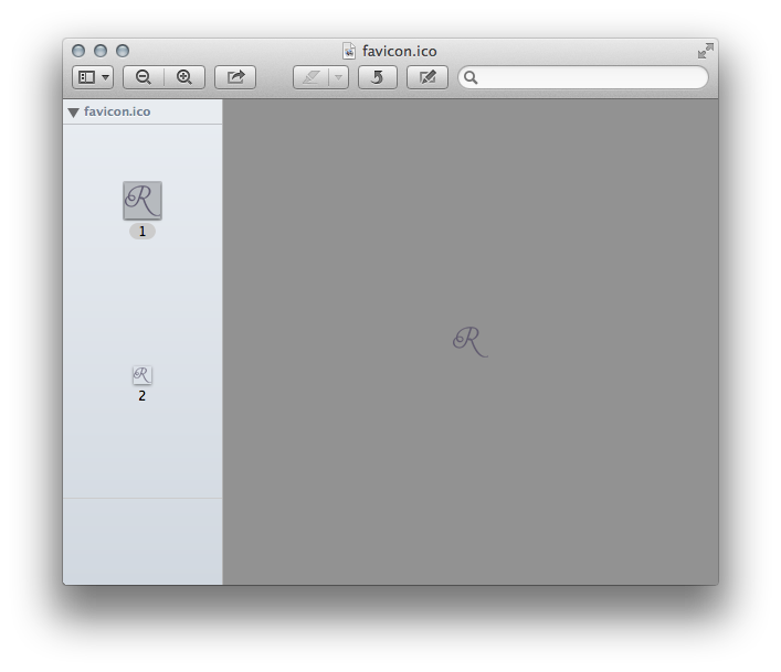Visualizando arquivo favicon.ico com duas dimensões de ícone.