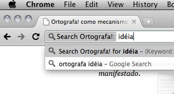 Utilizando o Ortografa! como mecanismo de busca no Google Chrome